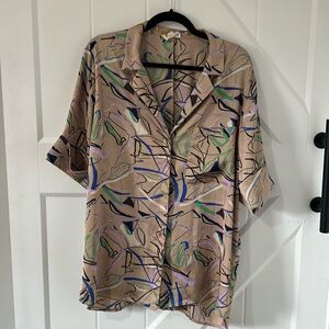 Open Edit Oversized Buttondown Blouse Sz M
